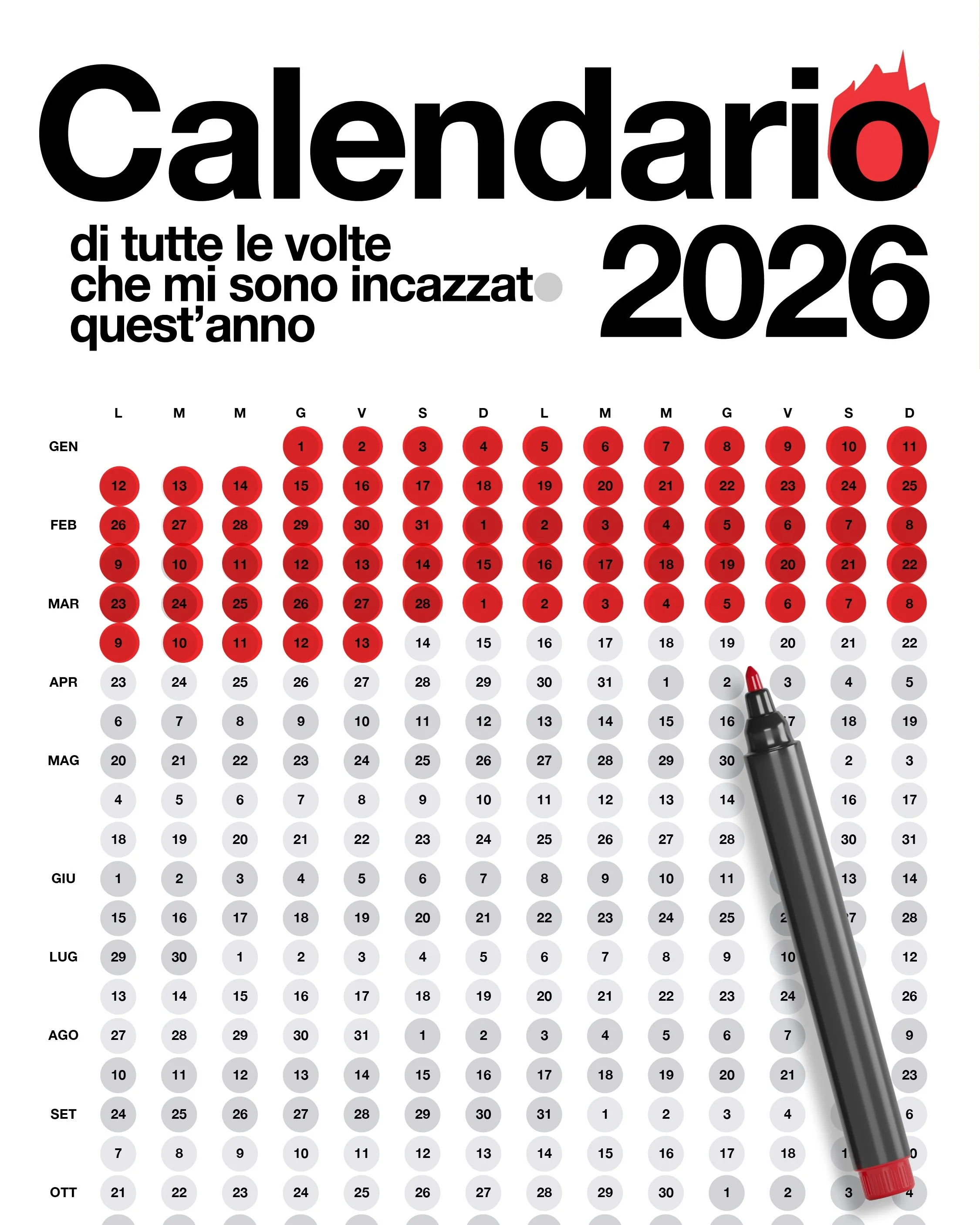 Calendario di tutte le volte che mi sono incazzato/a - BIANCO - Image 3