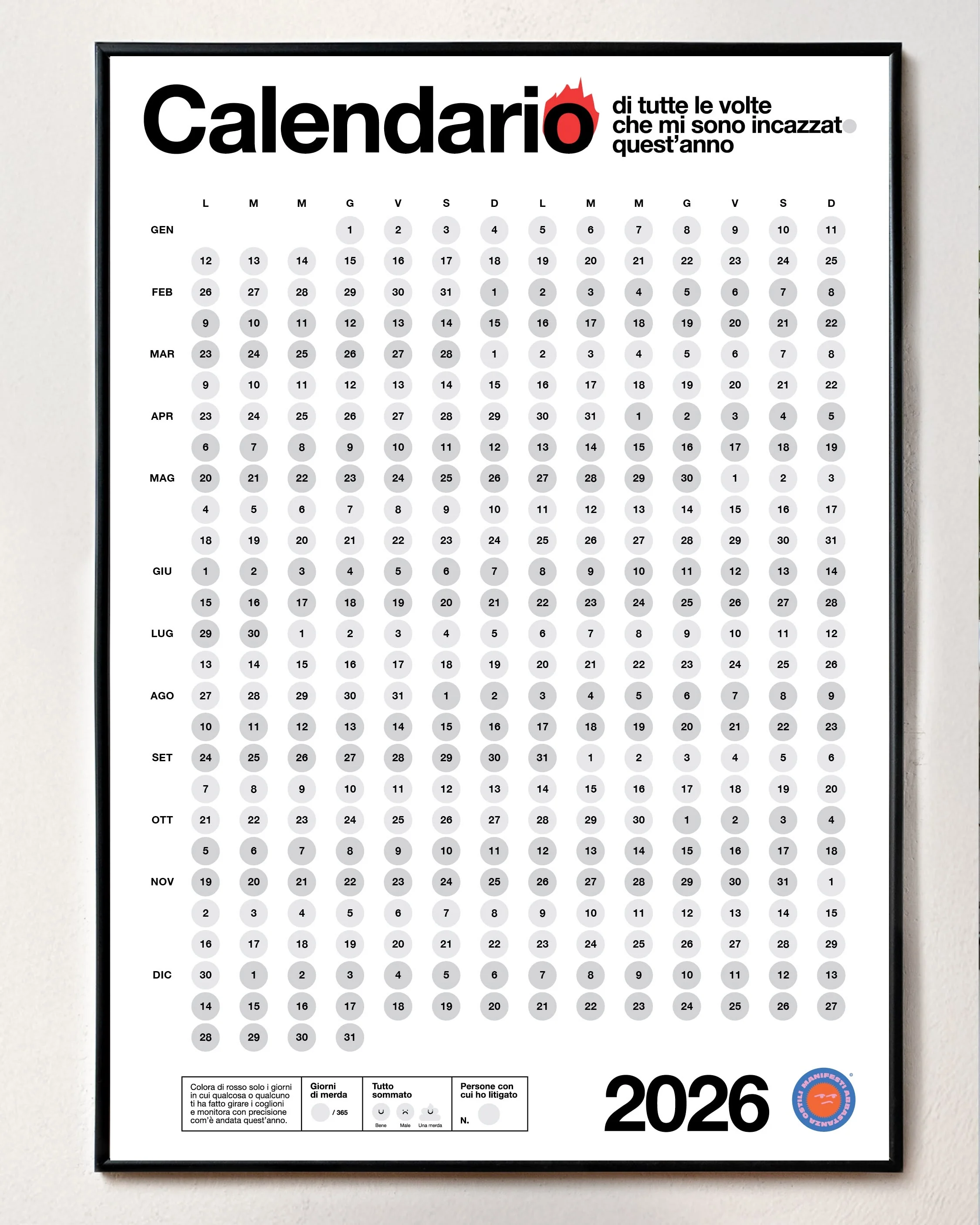 Calendario di tutte le volte che mi sono incazzato/a - BIANCO - Image 5